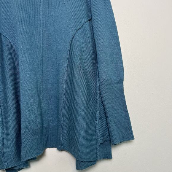 Soft Surroundings Women Waterfall Open Front Cardigan Ruffle Teal Sz L Wool Blen - Picture 14 of 16